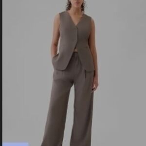 GAP Taupe Pleated Wide-Leg Trousers
